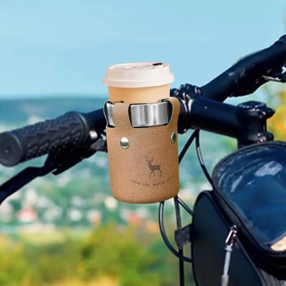 

Metal Clamp Cycling Water Bottle Cage Leather Material Aluminum Cycle Cup Holder Portable Handlebar