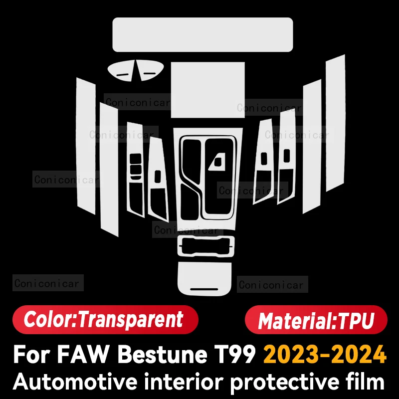 For FAW Bestune T99 2023 2024 Car Gearbox Panel Film Dashboard Protective Sticker Interior Screen Anti-Scratch Film Accessories