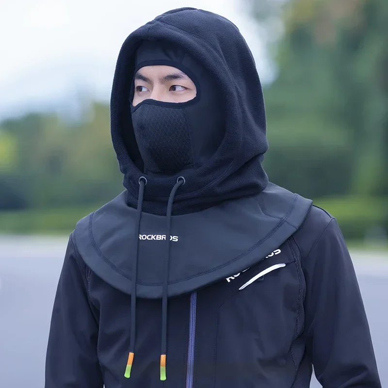 ROCKBROS Winter Cycling Face Mask Women Men Hood Balaclava Warm Windproof Ski Mask Fleece Double Layer Motorcycle Scooter Mask