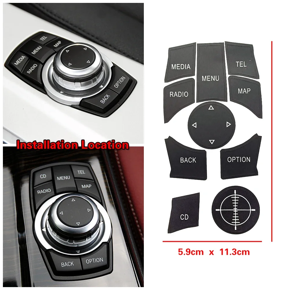 For BMW X3 E83 F25 2011 2014 Car Center Console Multimedia Media CD Radio Menu Tel Map Switch Button Repair Kit Sticker Decal