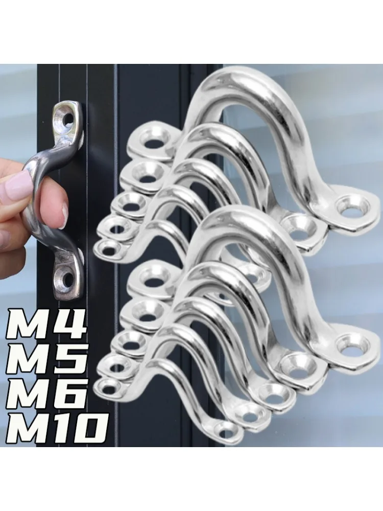 Dessus de camelback en acier inoxydable avec œillet de coussin, extracteur d'anneau de pied, poignée de plusieurs tailles, biellette de direction marine, poignée de porte fixe