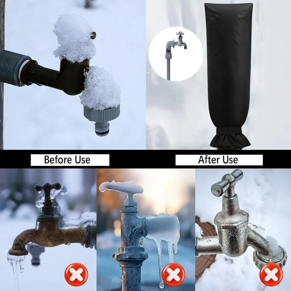 Waterproof Faucet Cover Oxford Cloth Freeze Protection Faucet Tap Protector Reusable Frost-proof Faucet Freeze Protection Covers
