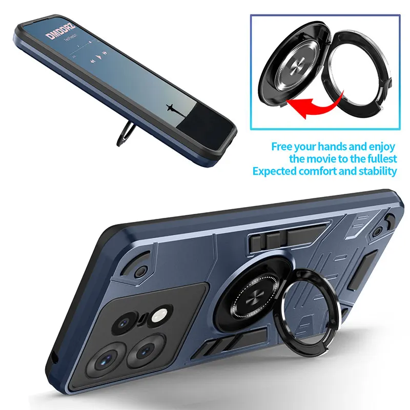 حافظة هاتف موتورولا موتو إيدج 50 60 ستايلس فيوجن NEO Pro 5G، درع 360 ° حلقة دوارة تدعم الغطاء الواقي المقاوم للصدمات #5