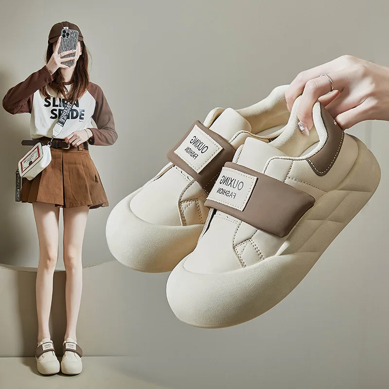 

Весна 2025: Женские повседневные спортивные кроссовки на толстой подошве, увеличивающие рост, в корейском стиле, белые, для студентов