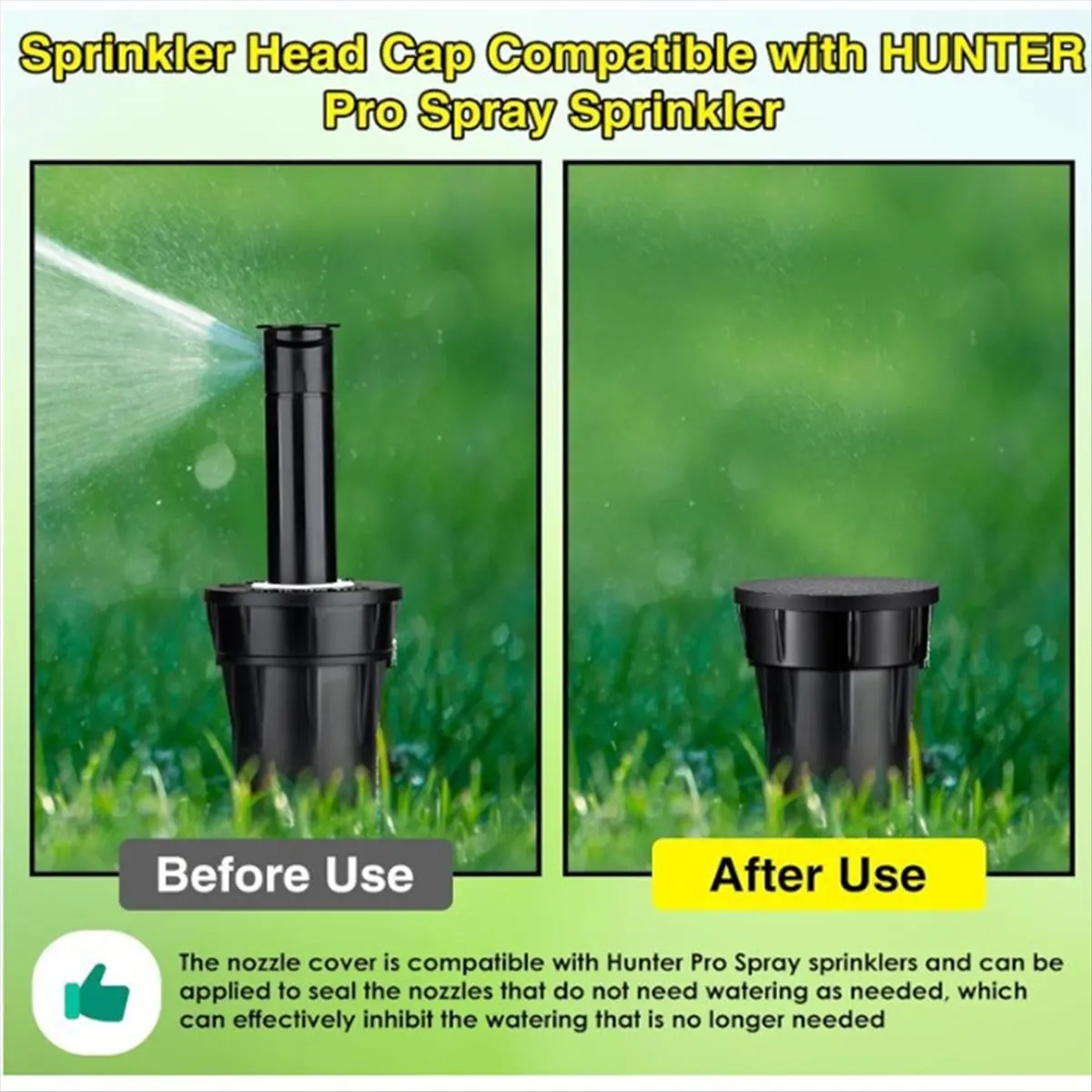 

A45M 5 Pack Sprinkler Head Cap for Sprinklers, Shut Off Cap,Black Head Cap