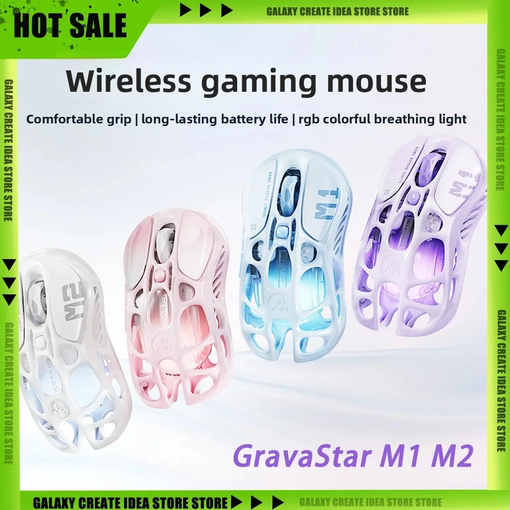 

GravaStar M1 M2 4K Magnesium Alloy Mouse Wireless PAW3395 Gaming Mouse 26000DPI bluetooth 2.4G wired Hollow design Gamer Gifts