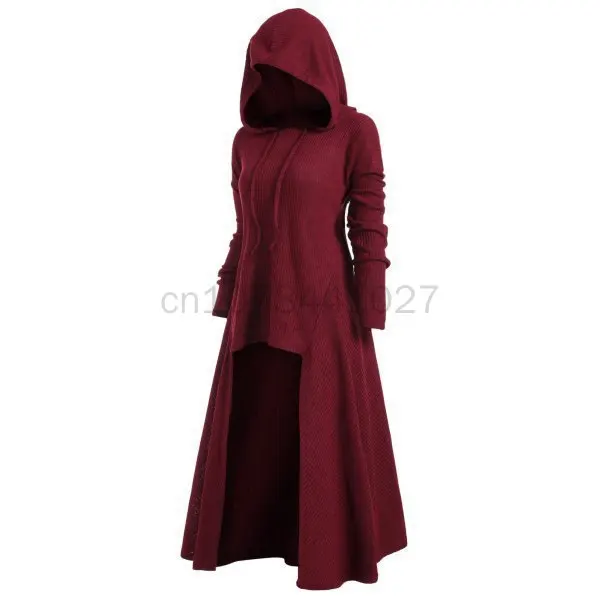 Túnica de bruja con capucha para mujer, capa de caballero gótico, vestido de noche de vacaciones de Halloween, vestido de fiesta elegante, Bola de Mascarada