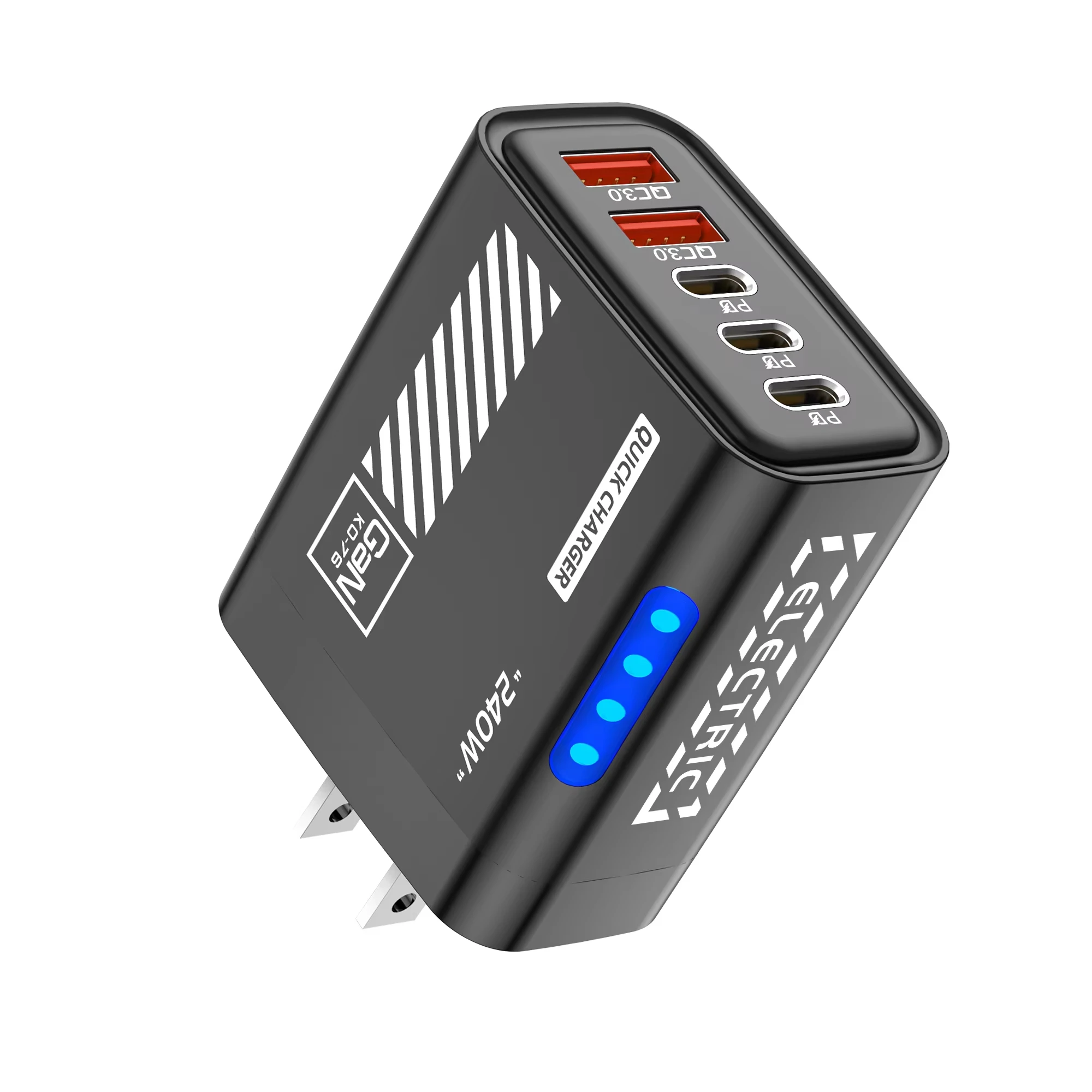 5-Port-GaN-USB-C-Ladegerät 240W PD Schnellladegerät Telefonadapter Wandladegerät für iPhone Samsung Xiaomi Huawei Schnellladestecker