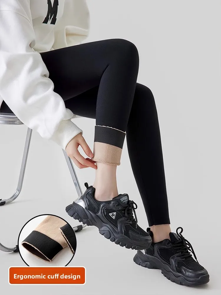 Thiened fce calças de yoga de pele de arca de cintura alta calças quentes femininas outono inverno novas calças de exercício sle cintura alta