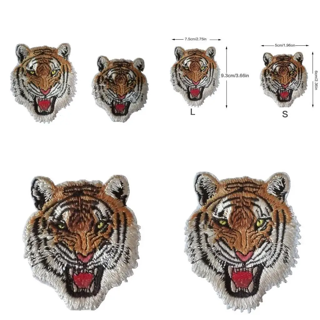 

652F Iron-on Patches Roaring Striped DIY Embroidered Patch Sew On for Bags Caps