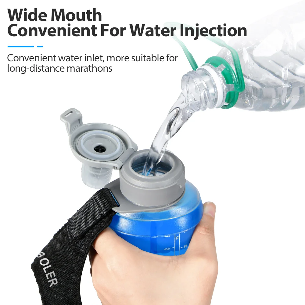 500ml Ultra Lightweight Foldable Wristband Water Bottle Outdoor Sports Water Bag Running Fixed Anti Slip TPU Soft Water Bottle