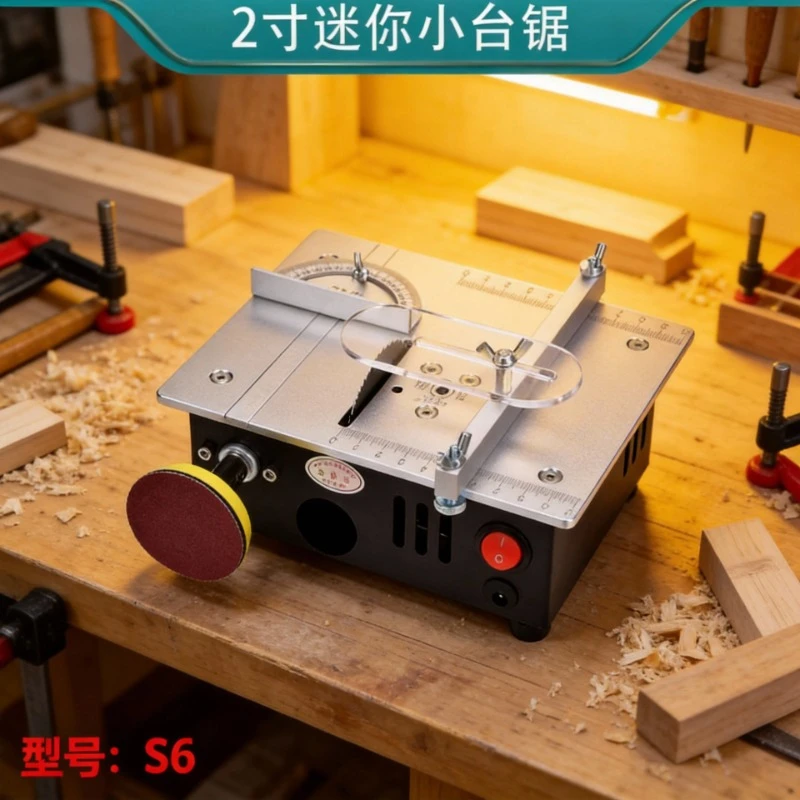 

Mini Table Saw with Vacuum Hose Slicer, Electric Woodworking Lathe for DIY Projects, Compact High Precision Cutting Tool