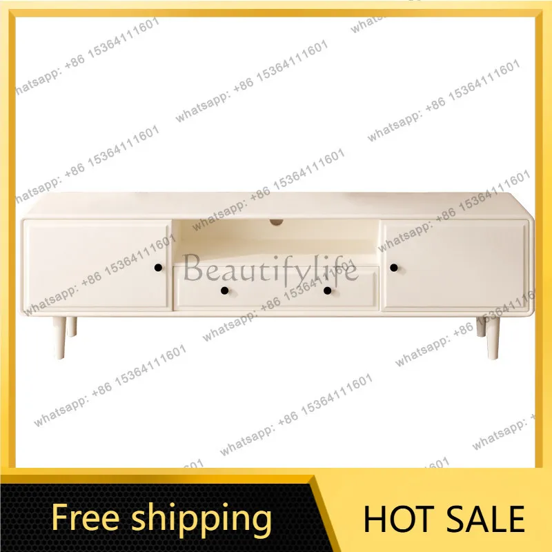 FG Cream Wind Solid Wood TV Cabinet Living Room Modern and Simple