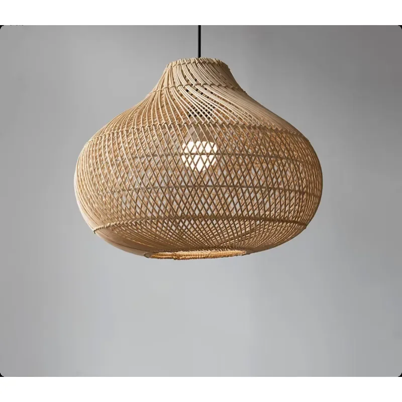 Eco Friendly Rattan Chandelier Custom Hand Woven Natural Bamboo Light Fixture for Hotel Restaurant and Resort Decor