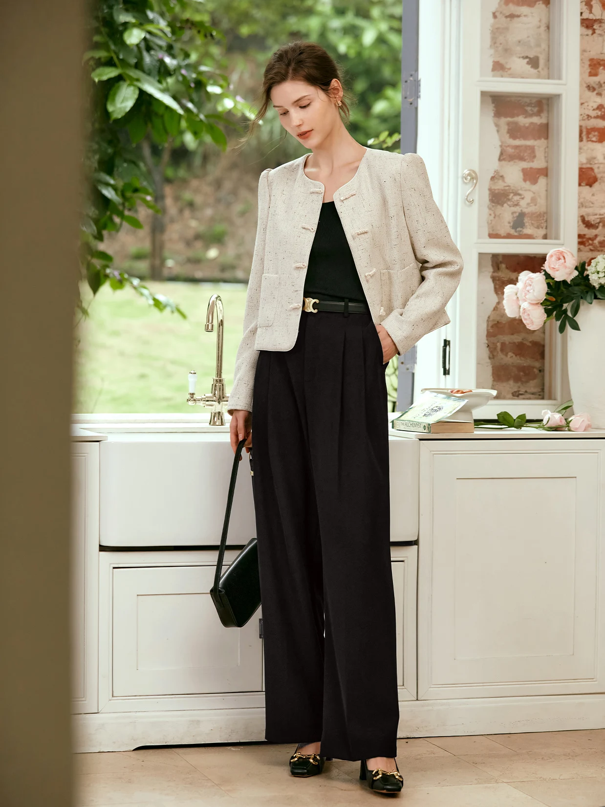 

OLrain Women Summer Black Casual Pants 2025 Fashion High Waist Commuter Luxury Loose Straight Pants Women's Clothing M56QK80108
