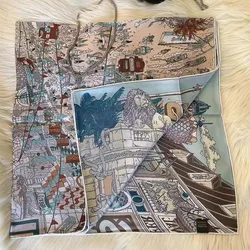 90 Silk Scarf 100% Real Silk Scarf Shawl Double Sided Classic Printing 16mm