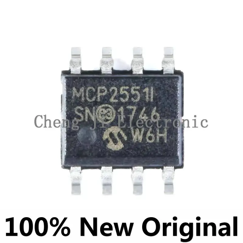 

10PCS/LOT MCP2551T-I/SN、MCP2551-I/SN、MCP2551T-E/SN、MCP2551E、SOP-8、High speed CAN transceiver chip