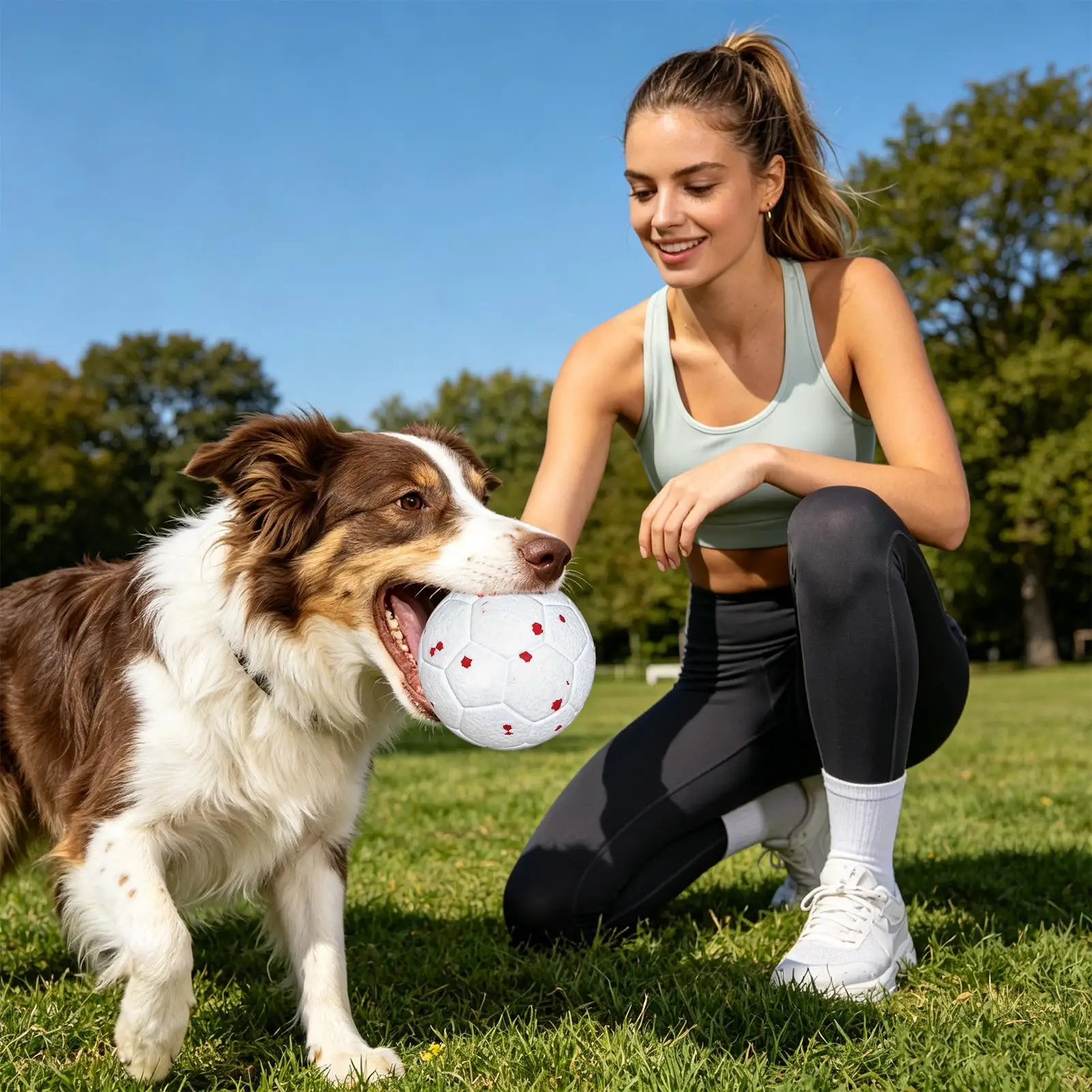 Dog Soccer Ball Toy Teeth Cleaning Interactive Companion Chewers Toy Soccer Ball For Living Room Balcony Yard Garden Camping view 2