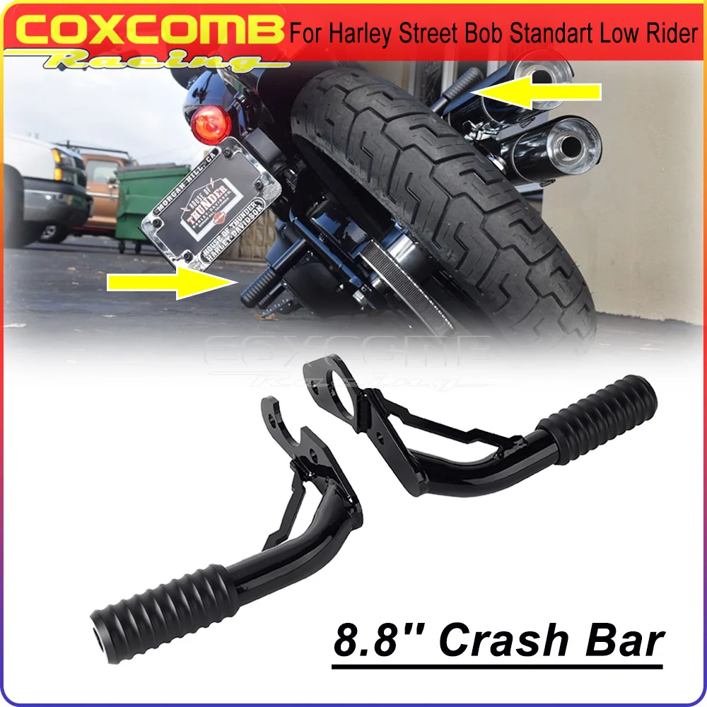 8.8'' Motocycle Rear Crash Bar Protector Bumper Passenger Foot Peg For Harley Street Bob FXBB 114 FXBBS Standard FXST Low Rider