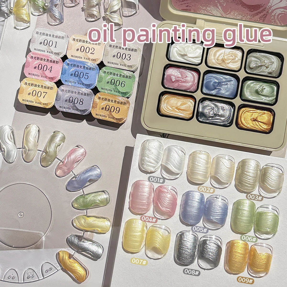 Mordda 9 grade creme perolado pintura a óleo gel sólido pigmento da arte do prego-sem limpeza, projetos de pintura a óleo texturizada 3d para manicure