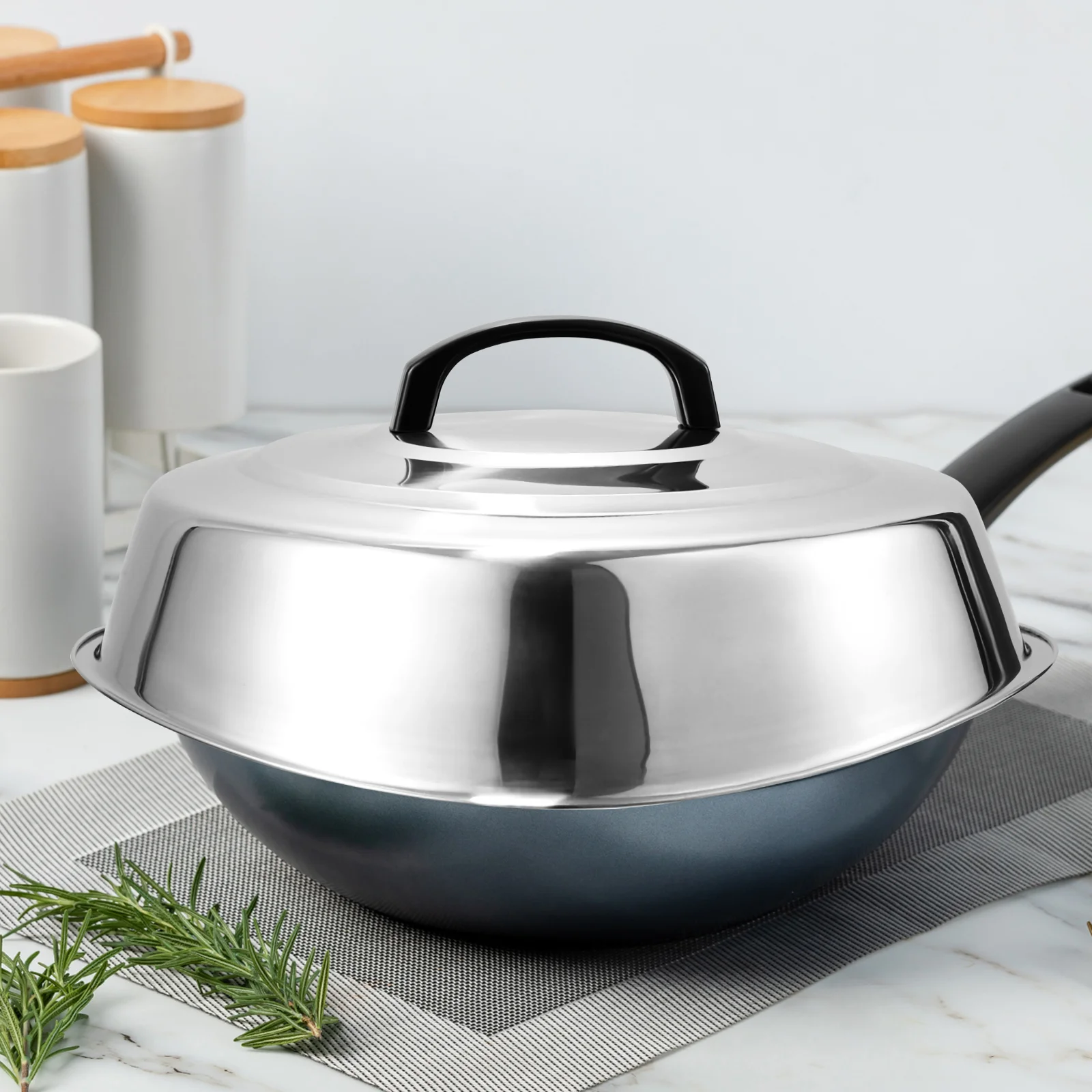 Cheese Melting Dome 32cm Stainless Steel Deepening Tripod Lid Thickening and Heightening Pot Wok Can Cover Roaster Pan