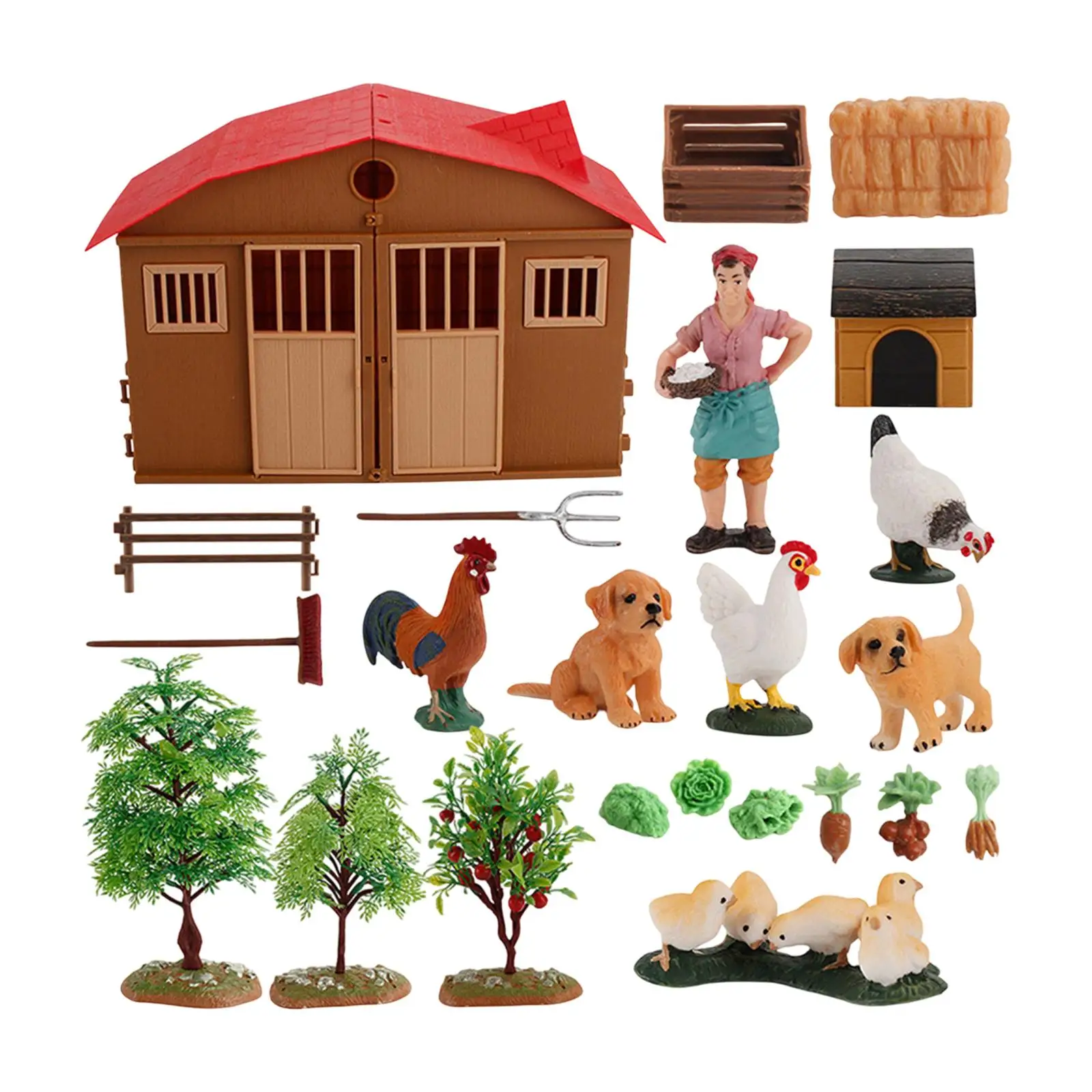 

Farm Animals Figurines Set Farm Animal Playset with Farmer Women Collectibles
