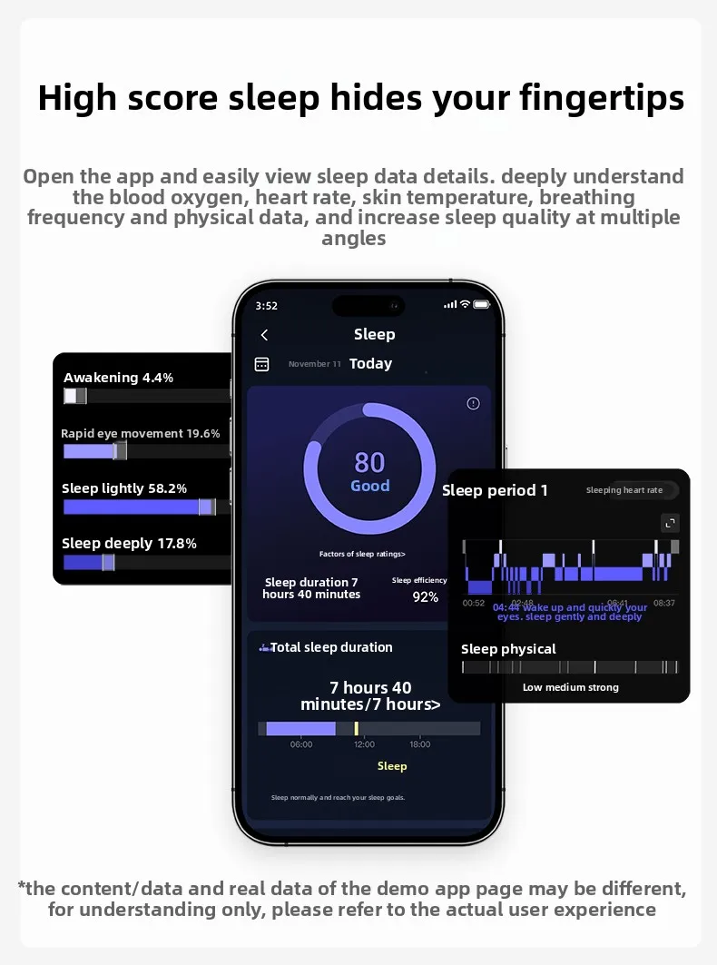 Nieuwe slimme ringslaaphartslag- en bloedzuurstofmonitor IP68, Bluetooth, waterdicht, meerdere trainingsmodi, Android en IOS