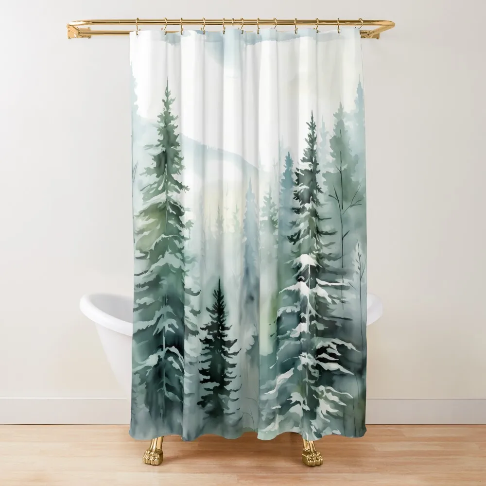 

Winter's Breath Watercolor Painting #5 Shower Curtain Anime Shower Bathroom And Shower Products Set For Bathroom Curtain