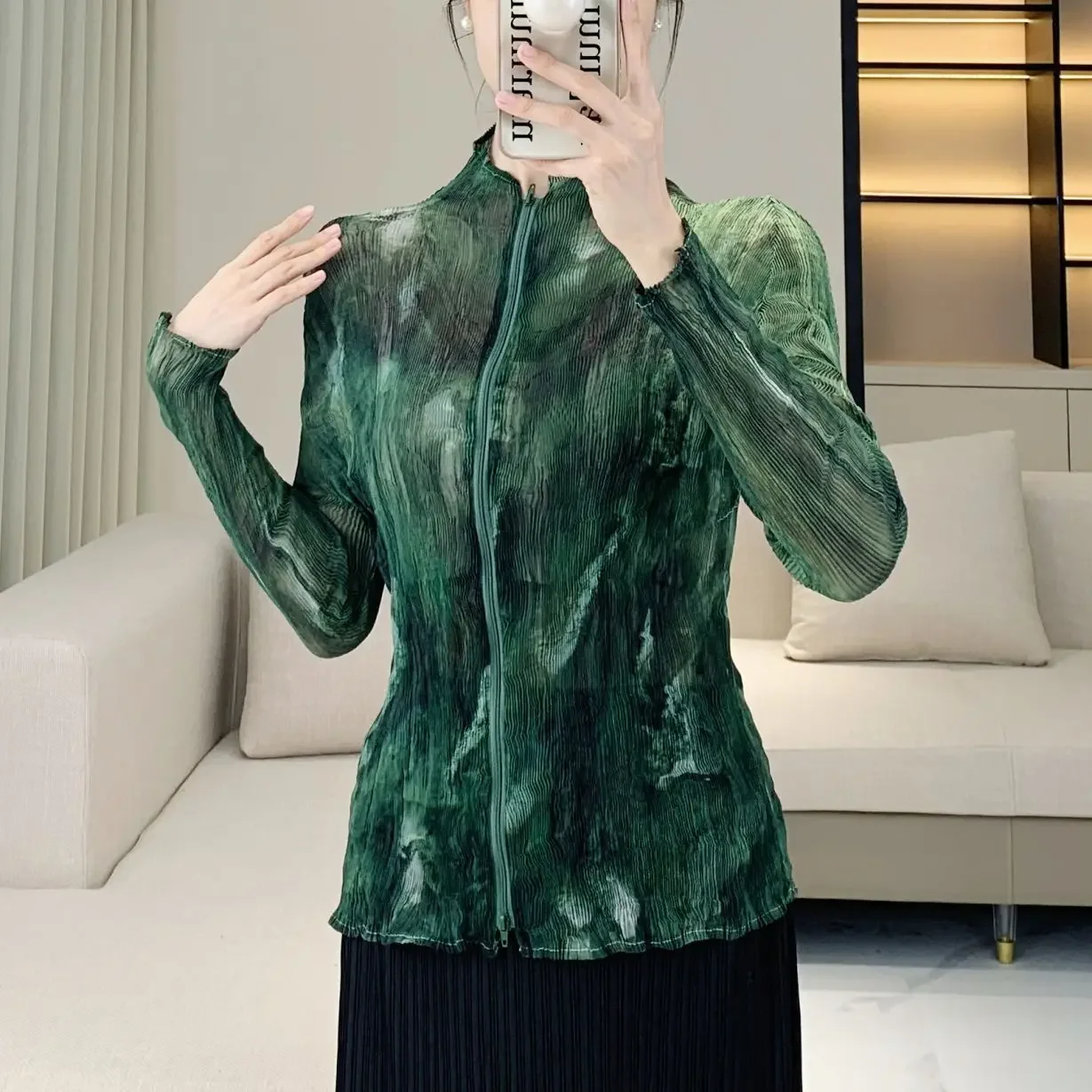 

Miyake плиссированные женские топы, новая летняя куртка, женская легкая дышащая куртка от солнца, тонкий кардиган Halo, верхняя одежда, женская одежда