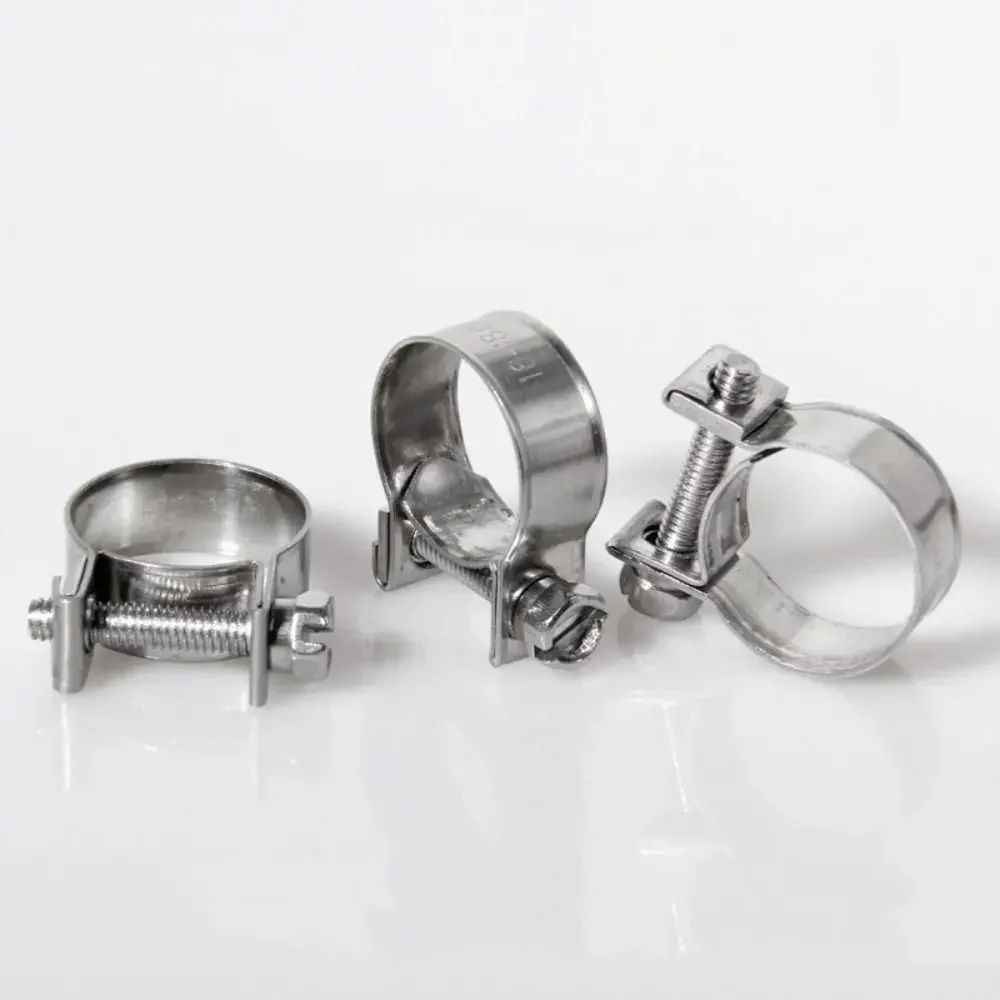 5Pcs/Set 7mm-16mm Hose Clamp Stainless Steel Hose Clips Durable Hose Air Hose Clamps Water Pipe Clips Screw Band With Fasteners