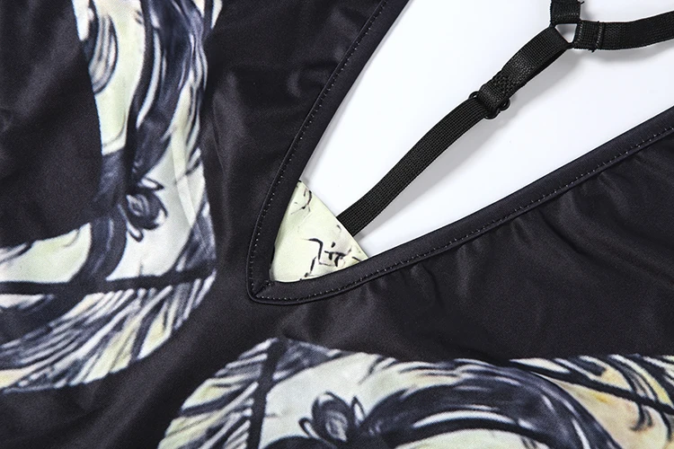 Weird Puss Sexy rückenfreies Kleid mit Kreuzmuster, Damenmode, Air-Print, tiefer V-Ausschnitt, hohle, ärmellose Passform, für Urlaub, Party, elegant, schick, figurbetont – Detail 9