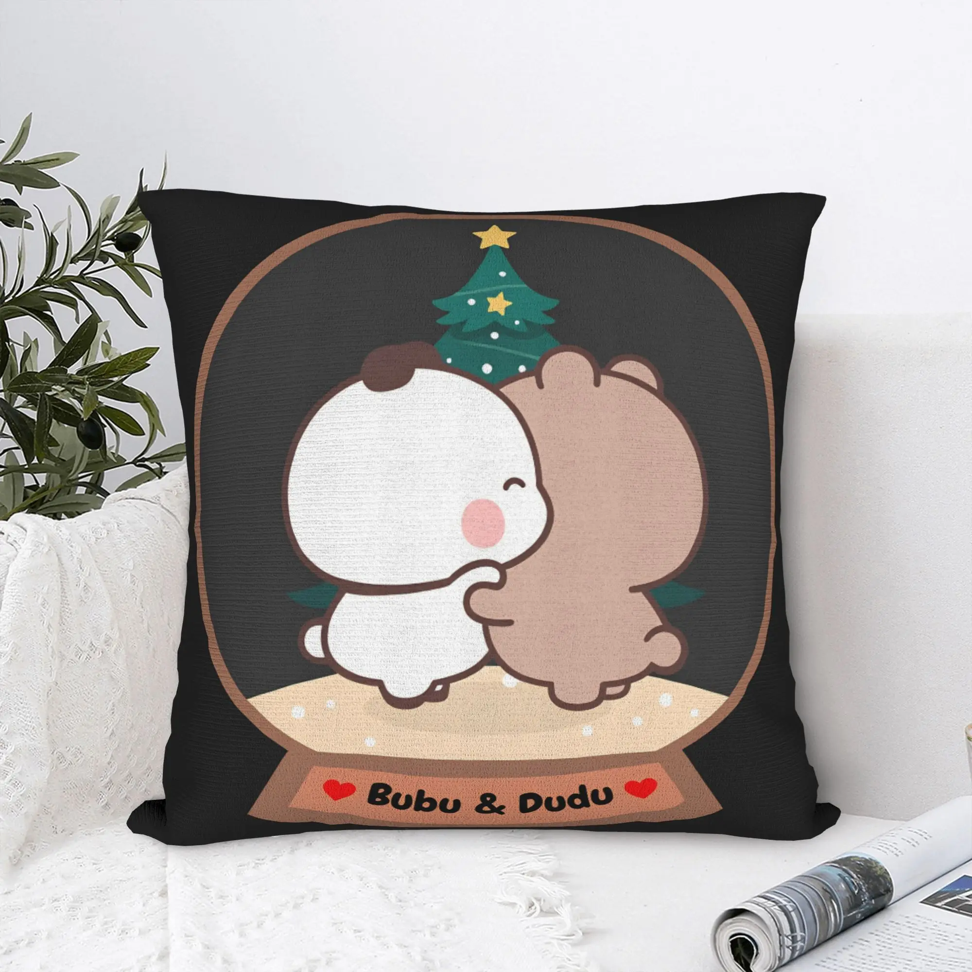 Bubu Dudu Couple Pandas Cartoon Pillow Cover  Comfy Cushion Cover Kawaii Pillow Case For Office Car Home Decor