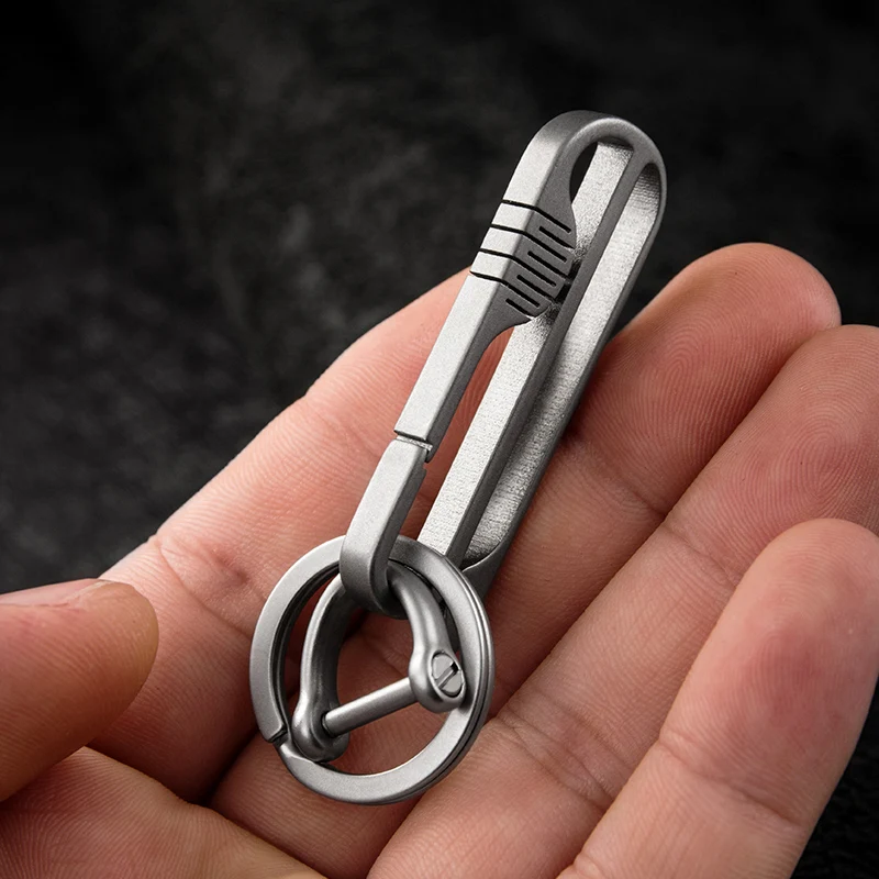 Genuine TC4 Titanium Keychain For Men-Aircraft Grade Car Key Holder With Belt Clip, Rustproof Key Ring,Best Husband/Dad Gift
