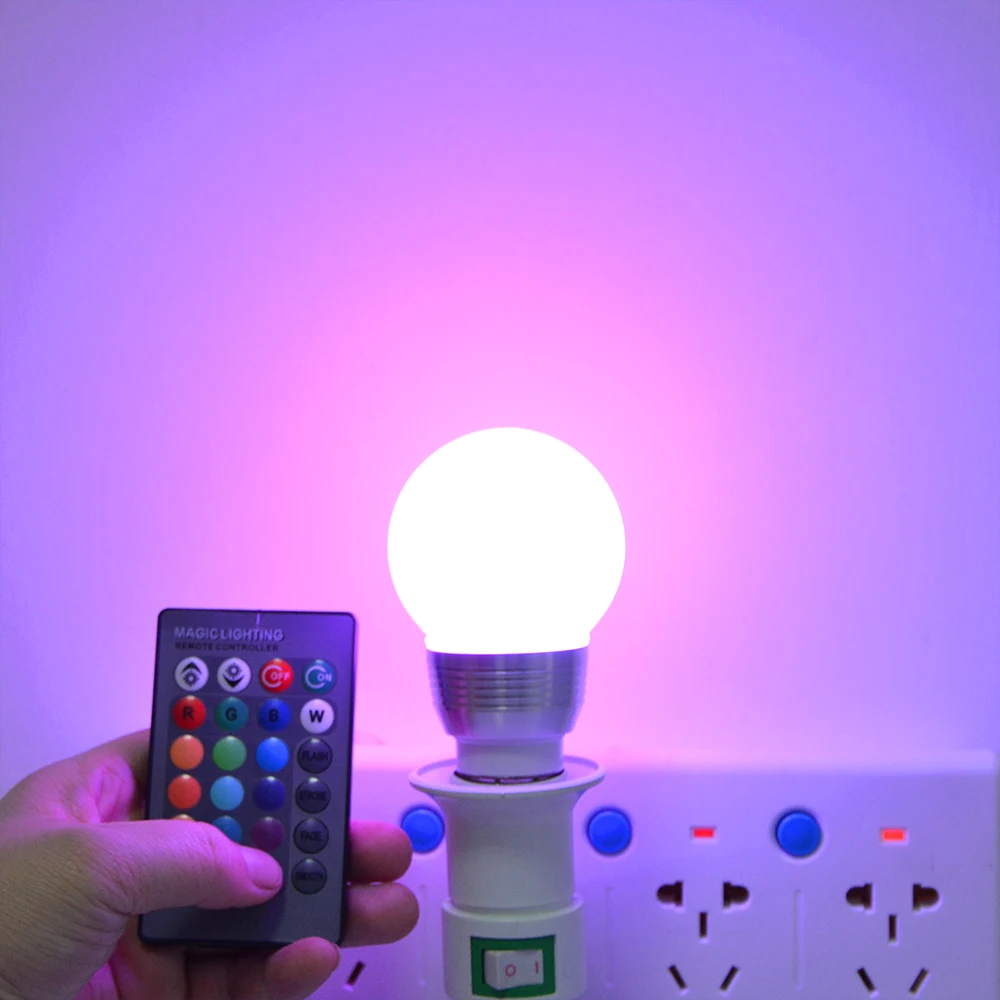 220 فولت 110 فولت E27 RGB LED ضوء لمبة 16 ألوان عكس الضوء مع 24 مفتاح التحكم عن بعد جو مصباح إضاءة المنزل الذكي #6