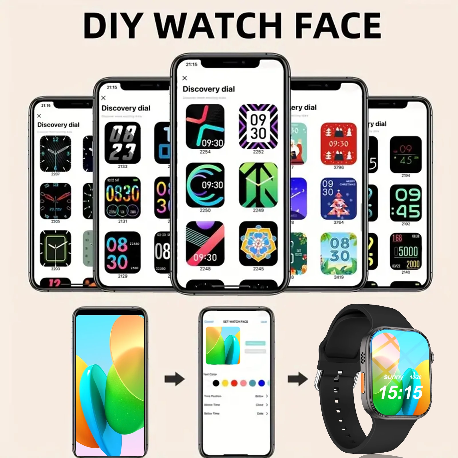 Smartwatch, Interest Alert View, Multiple App Alerts, Wireless Calling/Dialing, Customizable Wallpaper, Compatible with IPhone/A