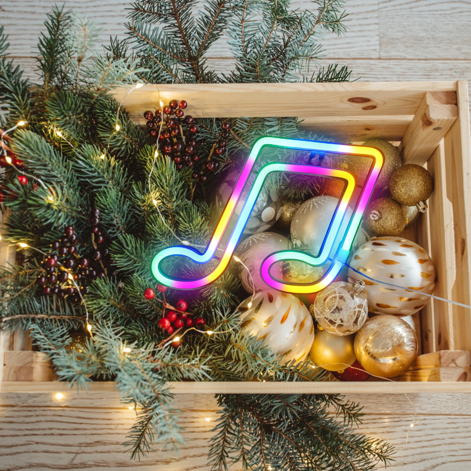 

Creative Note Shape PVC Neon Sign Desk Lamp Warm LED Light Bedroom Kids Room Decorative Flexible Portable Small Size Music