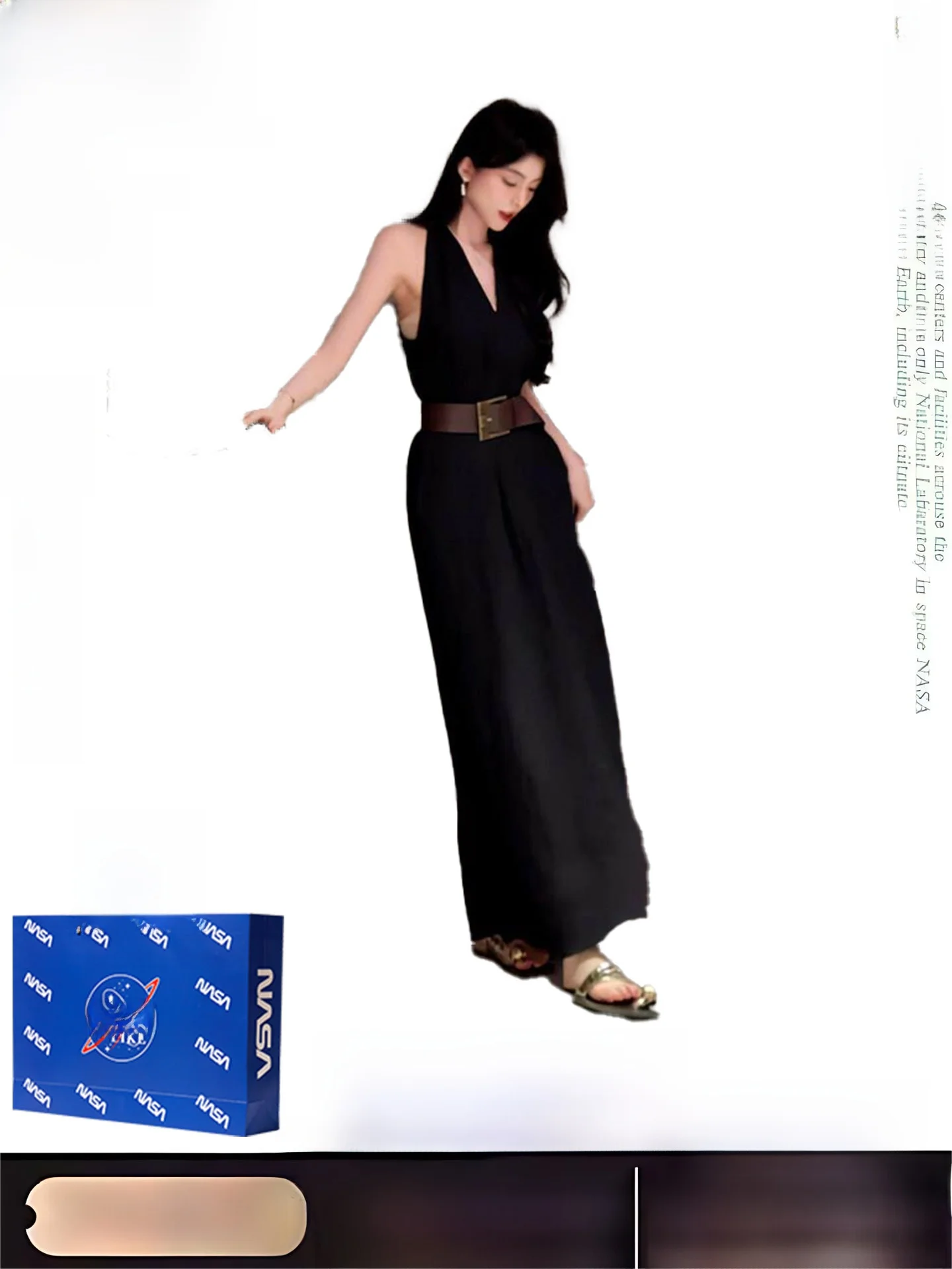 

Женское платье Ele Bla V-Ne ter Dr для весны и лета, модное, приталенное, А-силуэт, длинное, с завышенной талией, из полиэфирного волокна