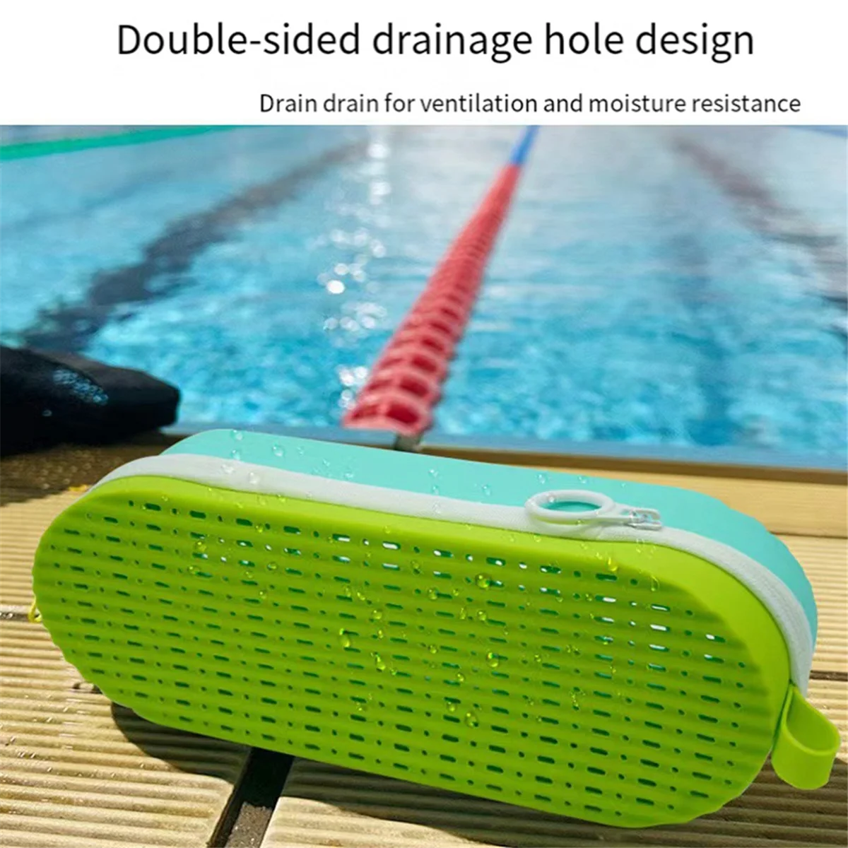 2525 + 2 قطعة حافظة نظارات السباحة لنظارات السباحة حافظات حماية من السيليكون مع فتحة التصريف وسحاب للنظارات الشمسية #4