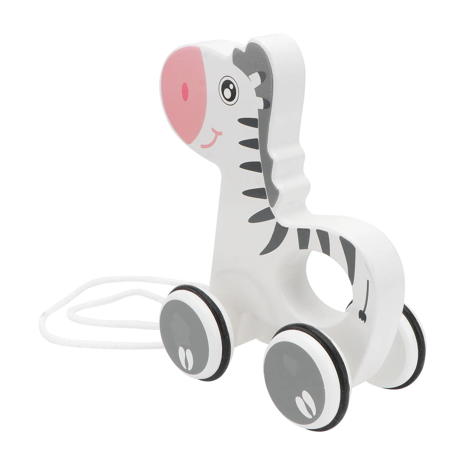 1Pcs Cartoon Animal Wooden Pull Along Trailer Kid Educational Pulling Car Gift Toddler Activity