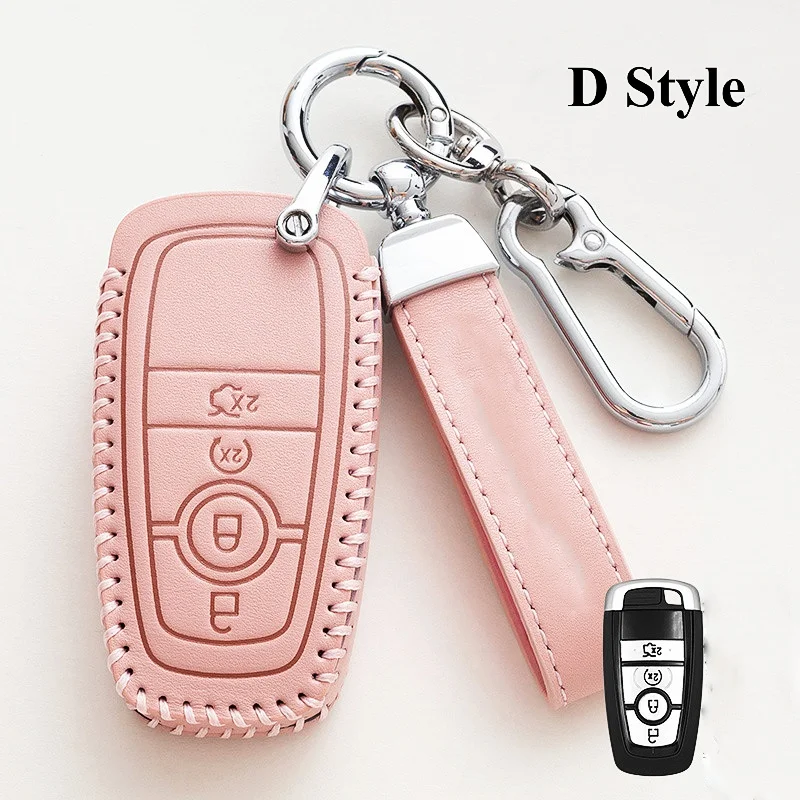 

Oli Leather Car Key Cover for Ford Fusion Mondeo Mustang Explorer Edge EcoSport for Lincoln Mondeo MKC MKZ MKX Key Case