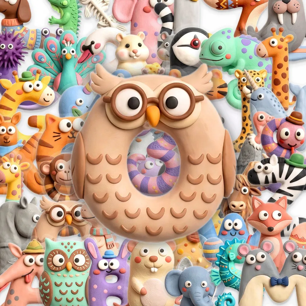 50Pcs PET Transparent Play-Doh Animal & Letter Stickers, Waterproof Tear-resistant Cute Cartoon Decals for DIY Papery Pop Store