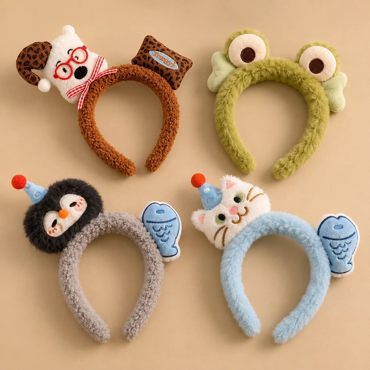 Women Accessories Online - ที่คาดผมลายการ์ตูนสัตว์น่ารักสำหรับผู้หญิงและเด็กผู้หญิง, ที่คาดผมนุ่มสำหรับแต่งหน้า, ล้างหน้า และเป็นเครื่องประดับสำหรับงานปาร์ตี้