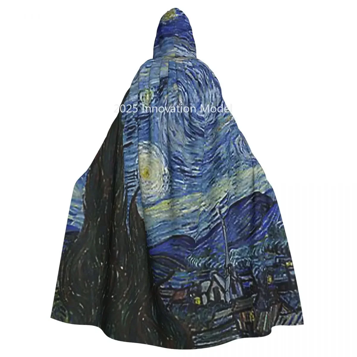 2025 새로운 별이 빛나는 밤 (빈센트 반 고흐) 긴 후드 망토 마녀 중세 의상 코스프레 망토 할로윈 파티 성인 유니섹스