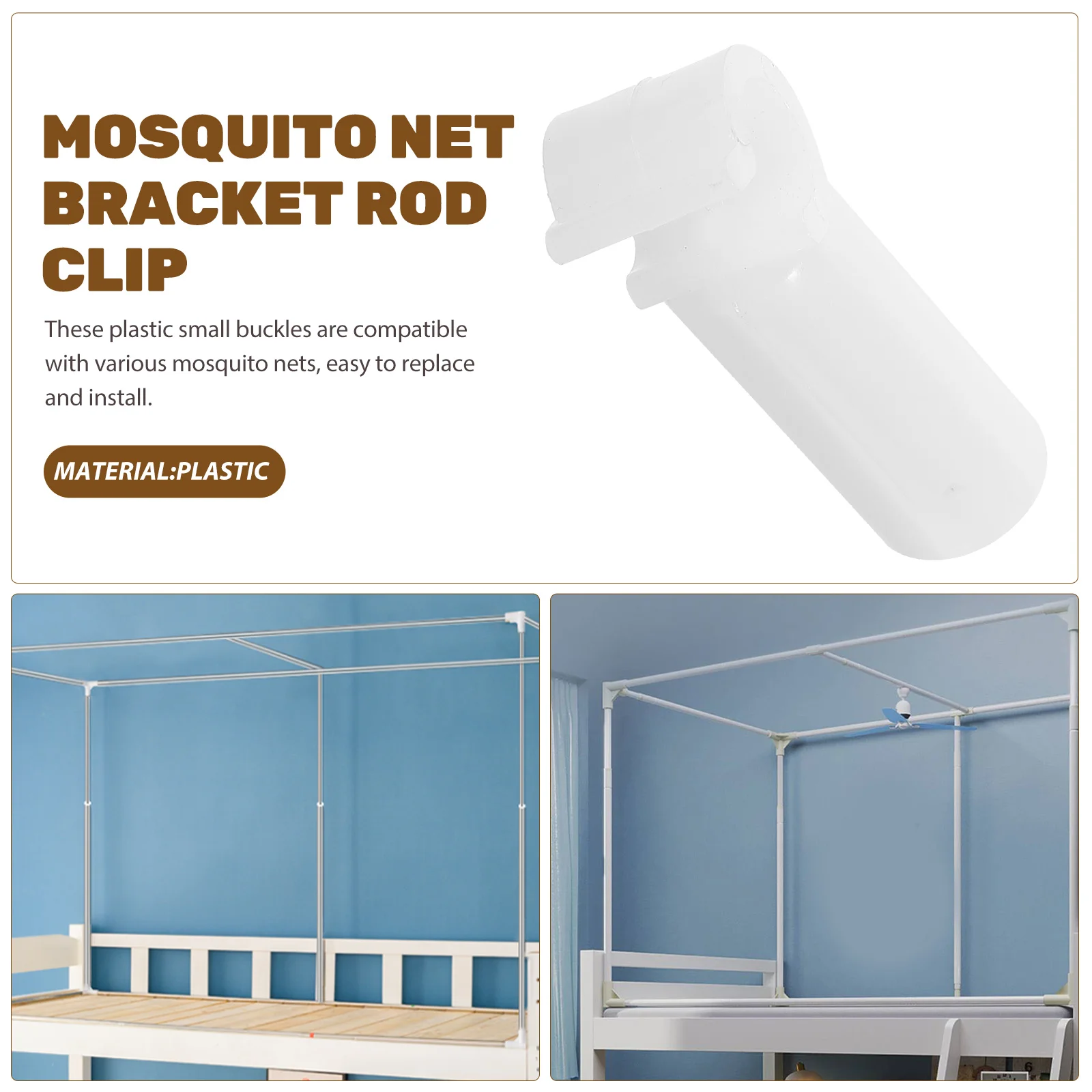 

4pcs Mosquito Net Buckles Plastic Small Clips Replacement Thickened Bracket Rods Easy Install Fixing for Net