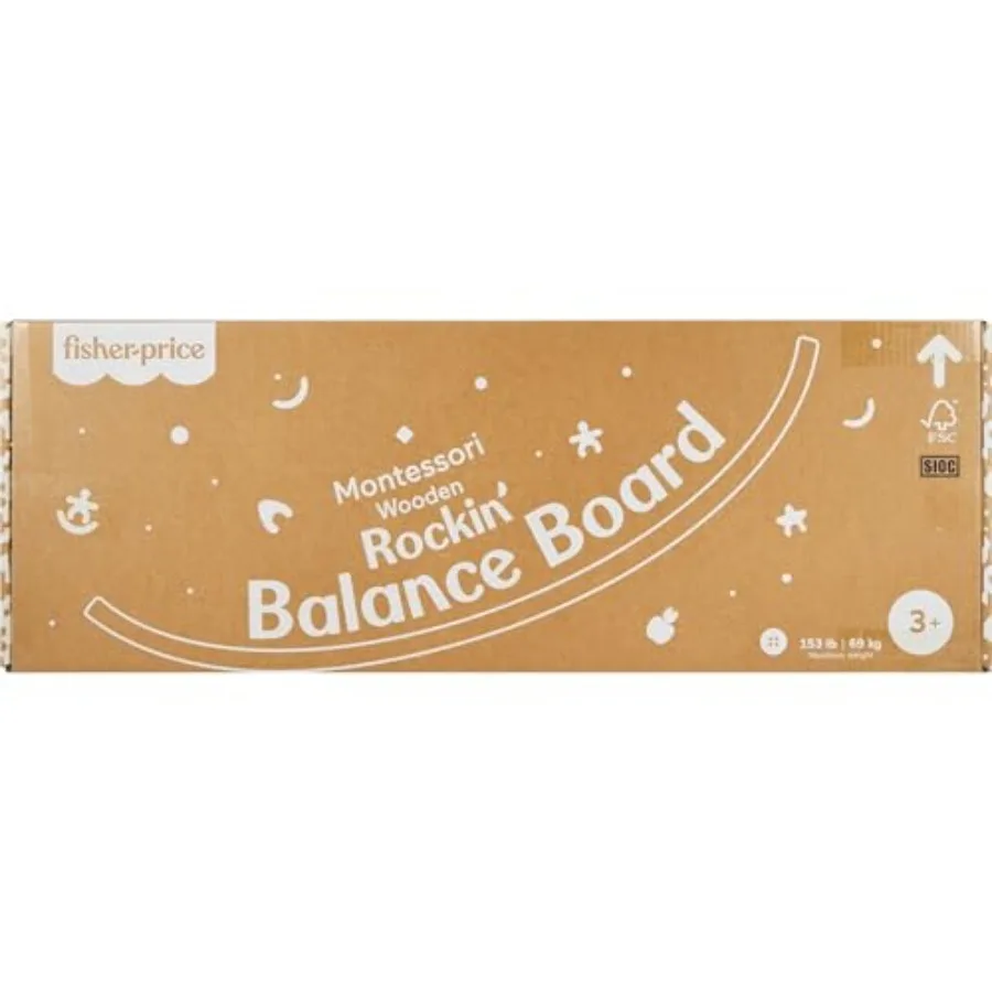 لعبة مونتيسوري الخشبية من FisherPrice لوحة توازن Rockin من جمعية مونتيسوري الأمريكية ختم التميز 31.7 بوصة مهارة حركية خشبية