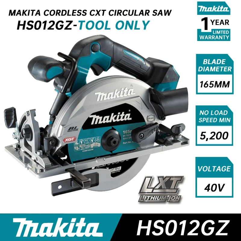 MAKITA HS012GZ Circular Saw Brushless Cordless 165mm 40V XGT Lithium Power Tools 5200RPM Wood Saw HS012 For Makita