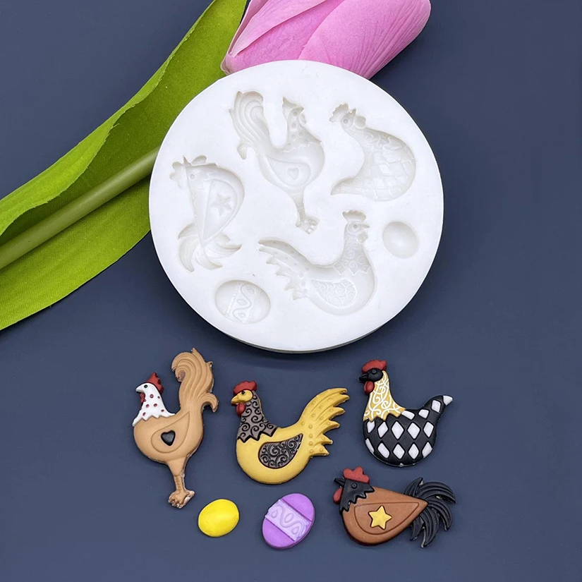 Hen Cock Easter Eggs Silicone Sugarcraft Mold Chocolate Cupcake Baking Fondant Cake Decorating Tools