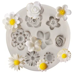 Variety Of Flowers Cake Border Silicone Mold Cupcake Topper Fondant Mould Cake Decorating Tools Candy Clay Resin Chocolate Molds