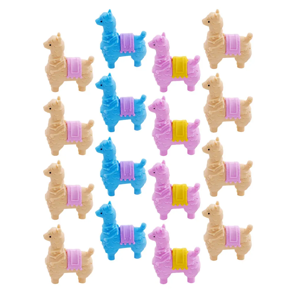 

16pcs Cartoon Eraser Kid Animal TPR Rubber School Supplies Cute Alpaca Shape Mini Model Toy Craft Gift Bright Color