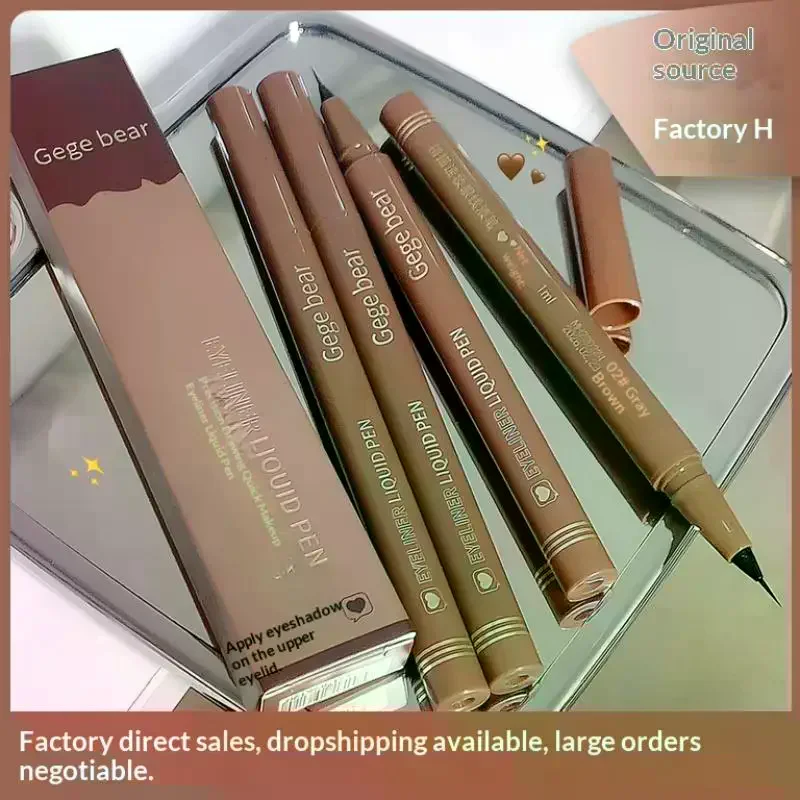 Gege Bear Flüssiger Eyeliner-Stift, wasserfest, langlebig, liegender Seidenraupen-Eyeliner-Stift, wischfest, schnell und glatt trocknend, Augen-Make-up